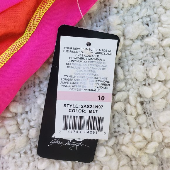 NWT Allen Schwartz Neon Orange Purple Leopard Print Bikini Bottoms - Picture 4 of 11